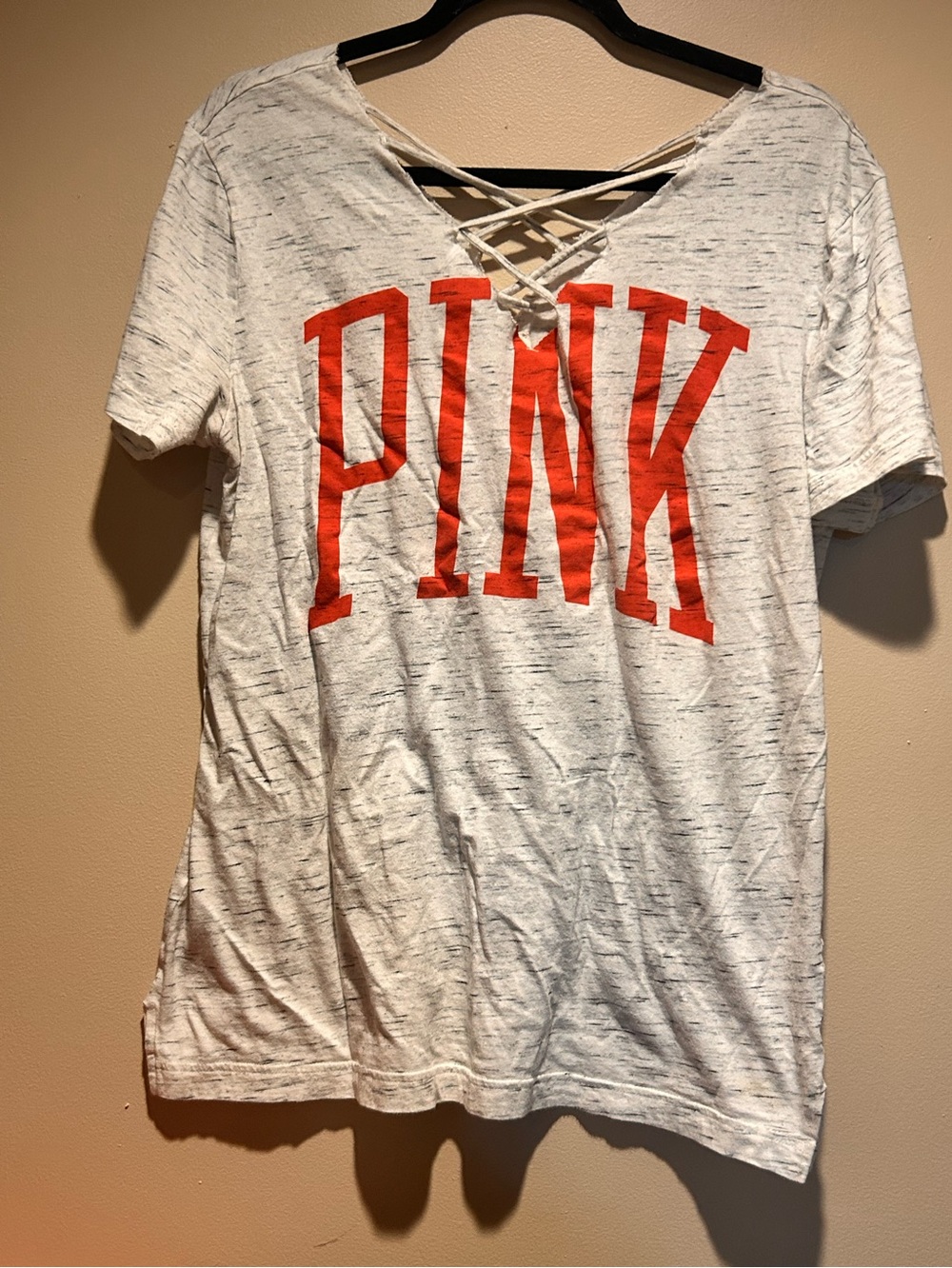 PINK Victoria's Secret Heather Tee w/ Red Logo